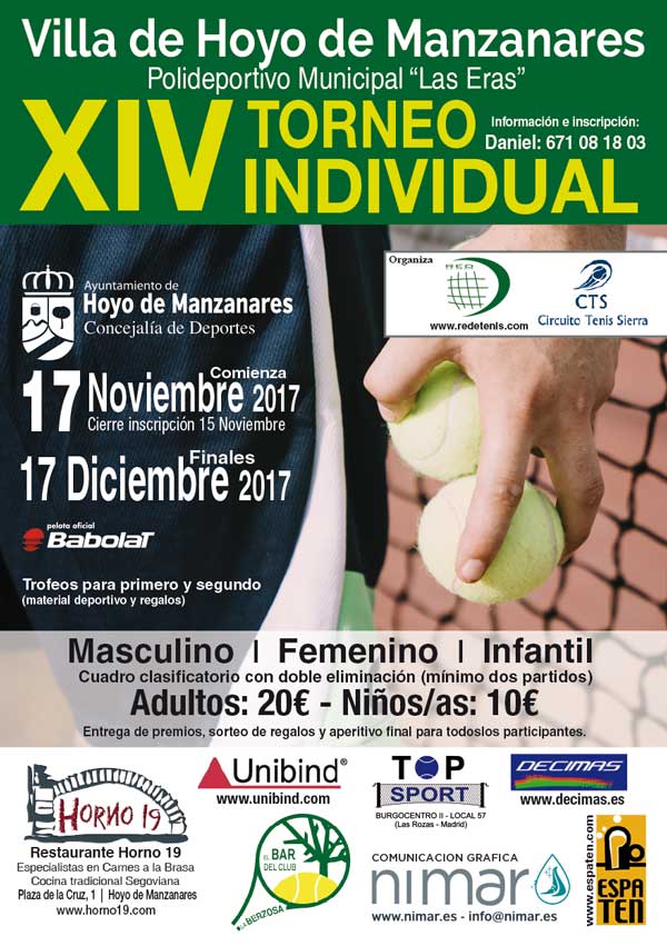 XIV Torneo Individual de Tenis Villa de Hoyo de Manzanares | Ayuntamiento Hoyo de