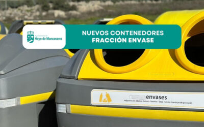 Instalación de los nuevos contenedores amarillos en Hoyo de Manzanares